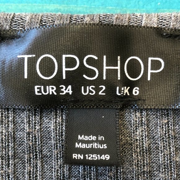 TOPSHOP Gray Ribbed Crop Top Size 2 - Picture 8 of 10